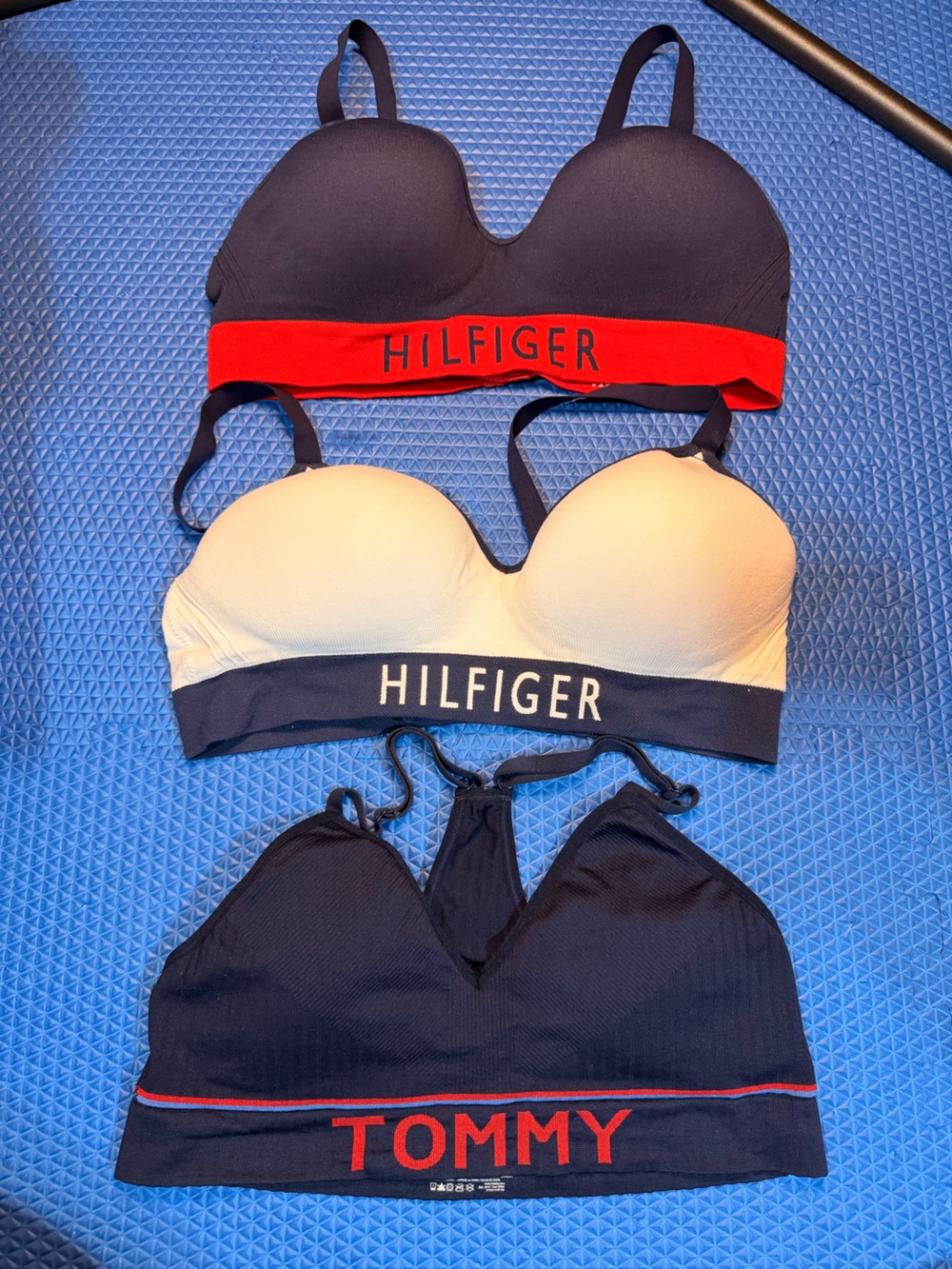 Tommy Hilfiger Navy and White Bralette Set with Logo